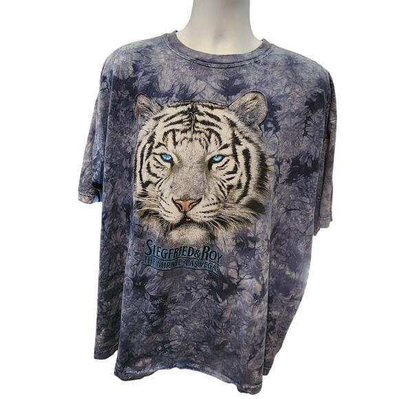 Vintage Siegfried‎ and Roy 2XL Mirage Las Vegas Blue Tie Dye T-Shirt - Picture 1 of 6